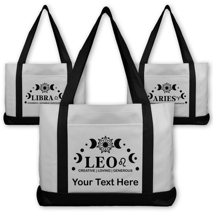 Personalized Large Travel Tote Bag with Zodiac Sign Attributes