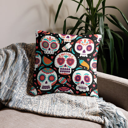 Colorful Calaveras Halloween Home Décor Pillow