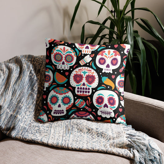 Colorful Calaveras Halloween Home Décor Pillow