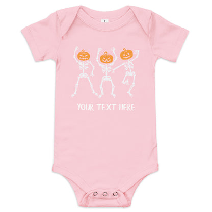 Dancing Skeleton Pumpkin Heads Baby short sleeve one piece