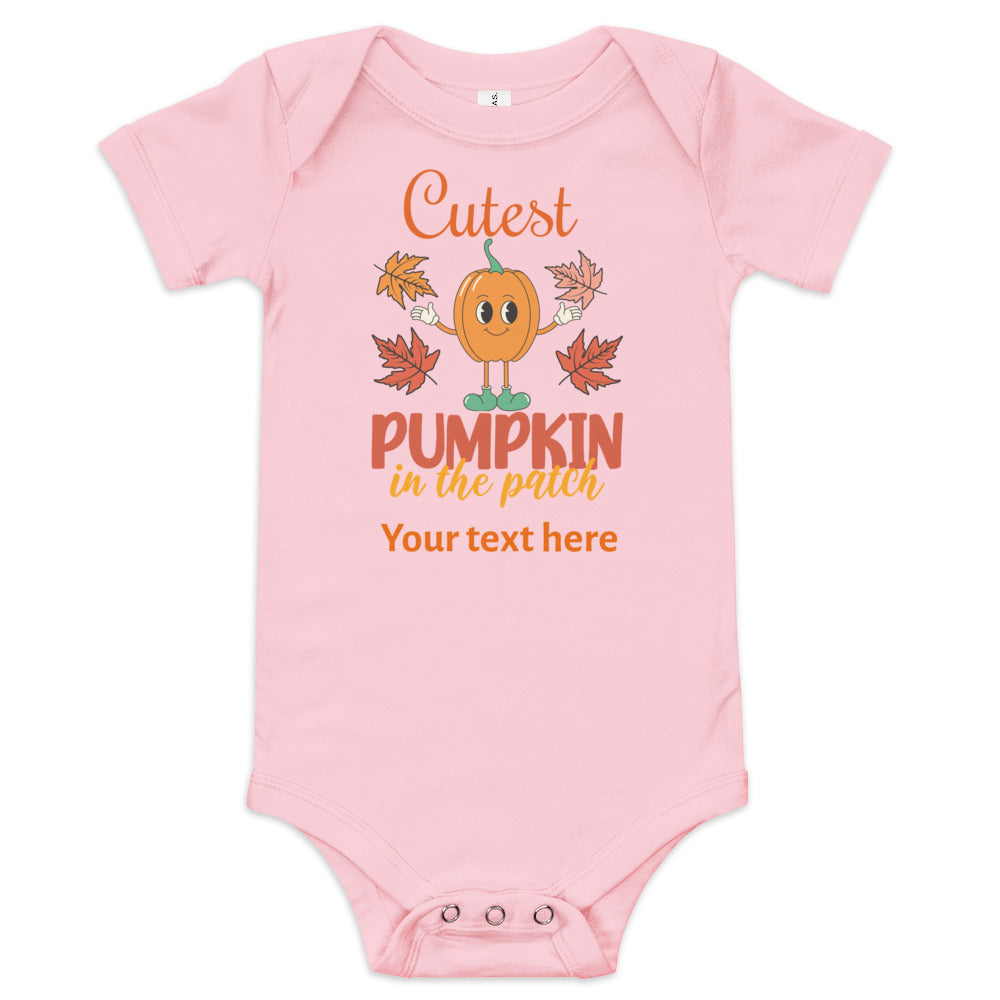 Cutest Pumpkin In The Patch Baby Boy short sleeve one piece