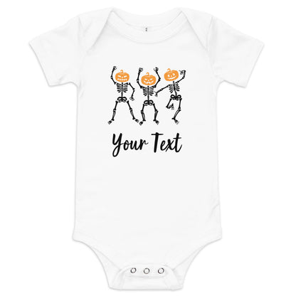 Dancing Skeleton Pumpkin Heads Baby short sleeve one piece