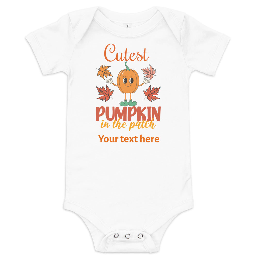 Cutest Pumpkin In The Patch Baby Boy short sleeve one piece