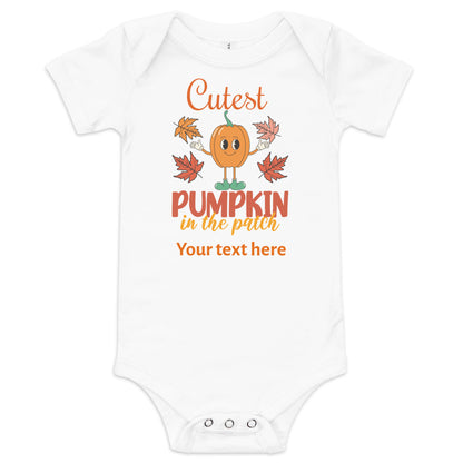 Cutest Pumpkin In The Patch Baby Boy short sleeve one piece