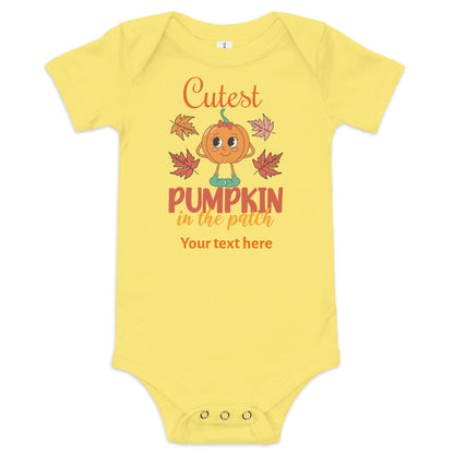 Cutest Pumpkin In The Patch Baby Girl short sleeve one piece