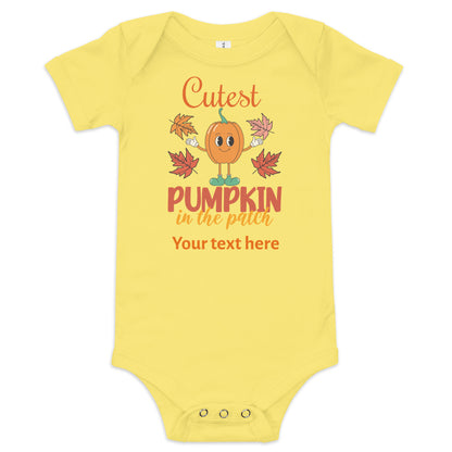 Cutest Pumpkin In The Patch Baby Boy short sleeve one piece