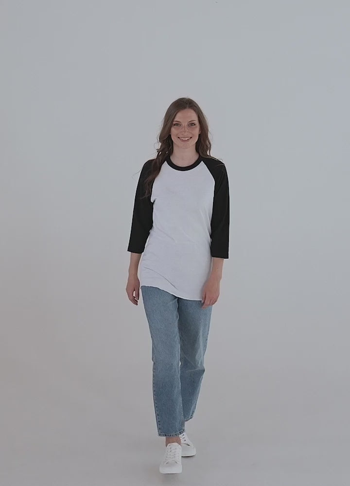 Tultex 245 Unisex Fine Jersey Raglan Tee w Tear Away Label.mp4