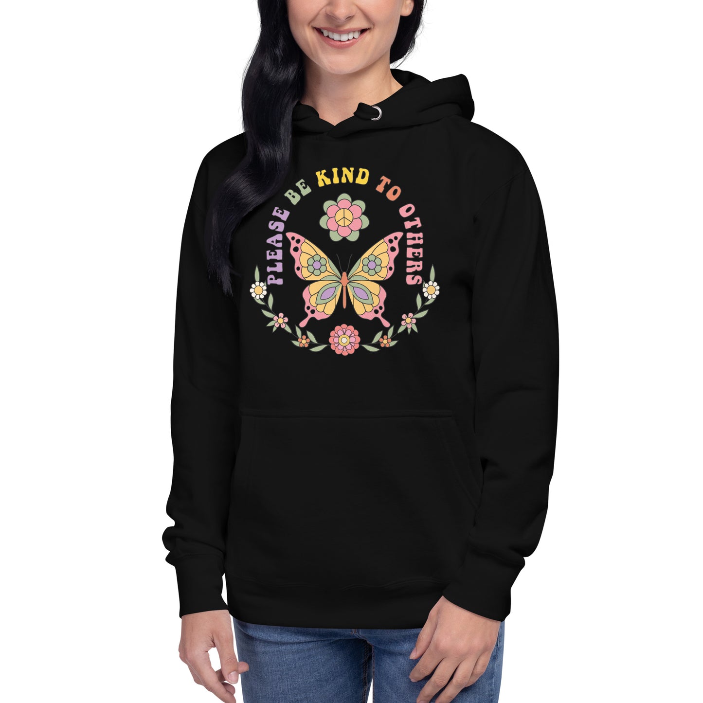 Aiilov Adegorr Please Be Kind to Others Colorful and Groovy Unisex Hoodie