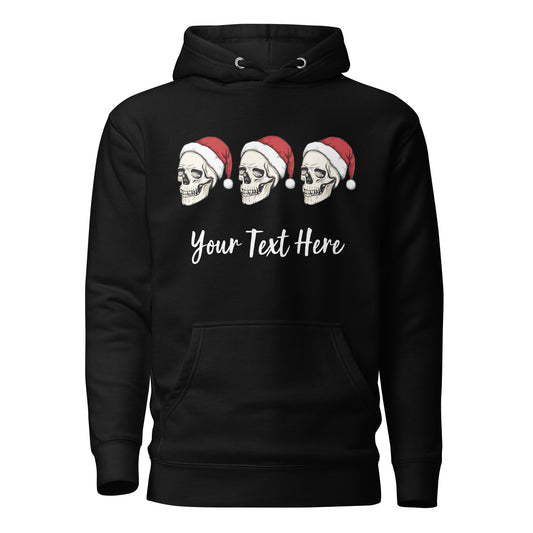 Christmas Skulls Personalized Text Unisex Adult Hoodie