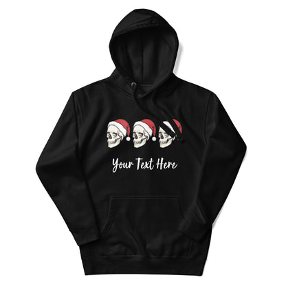 Christmas Skulls Personalized Text Unisex Adult Hoodie