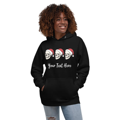 Christmas Skulls Personalized Text Unisex Adult Hoodie