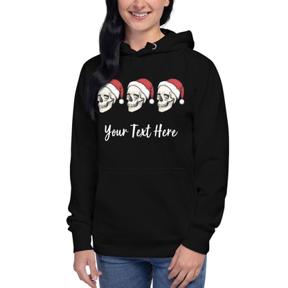 Christmas Skulls Personalized Text Unisex Adult Hoodie