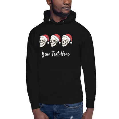 Christmas Skulls Personalized Text Unisex Adult Hoodie