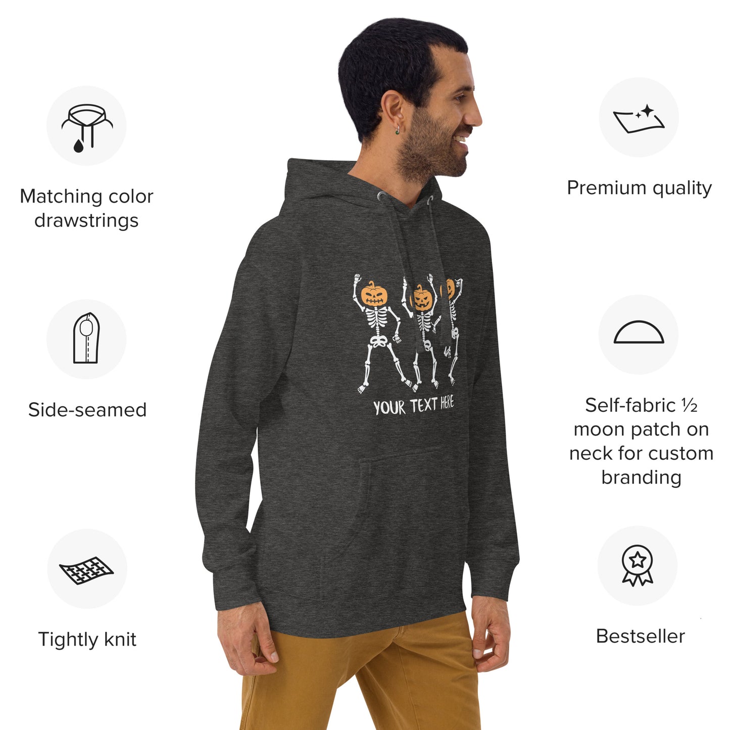 Dancing Skeleton Pumpkin Heads Unisex Hoodie