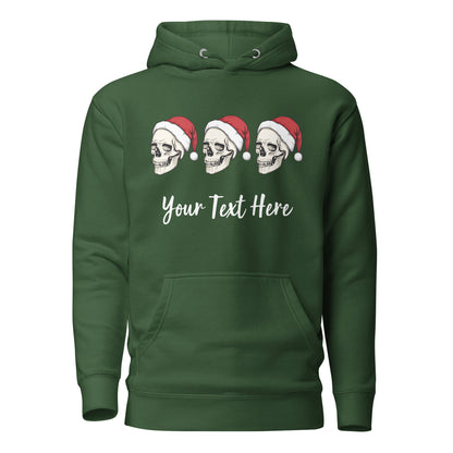 Christmas Skulls Personalized Text Unisex Adult Hoodie