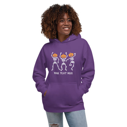 Dancing Skeleton Pumpkin Heads Unisex Hoodie