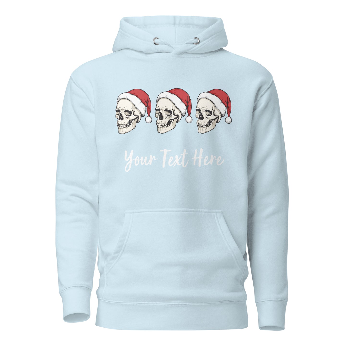 Christmas Skulls Personalized Text Unisex Adult Hoodie