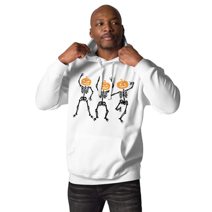 Dancing Skeleton Pumpkin Heads Unisex Hoodie