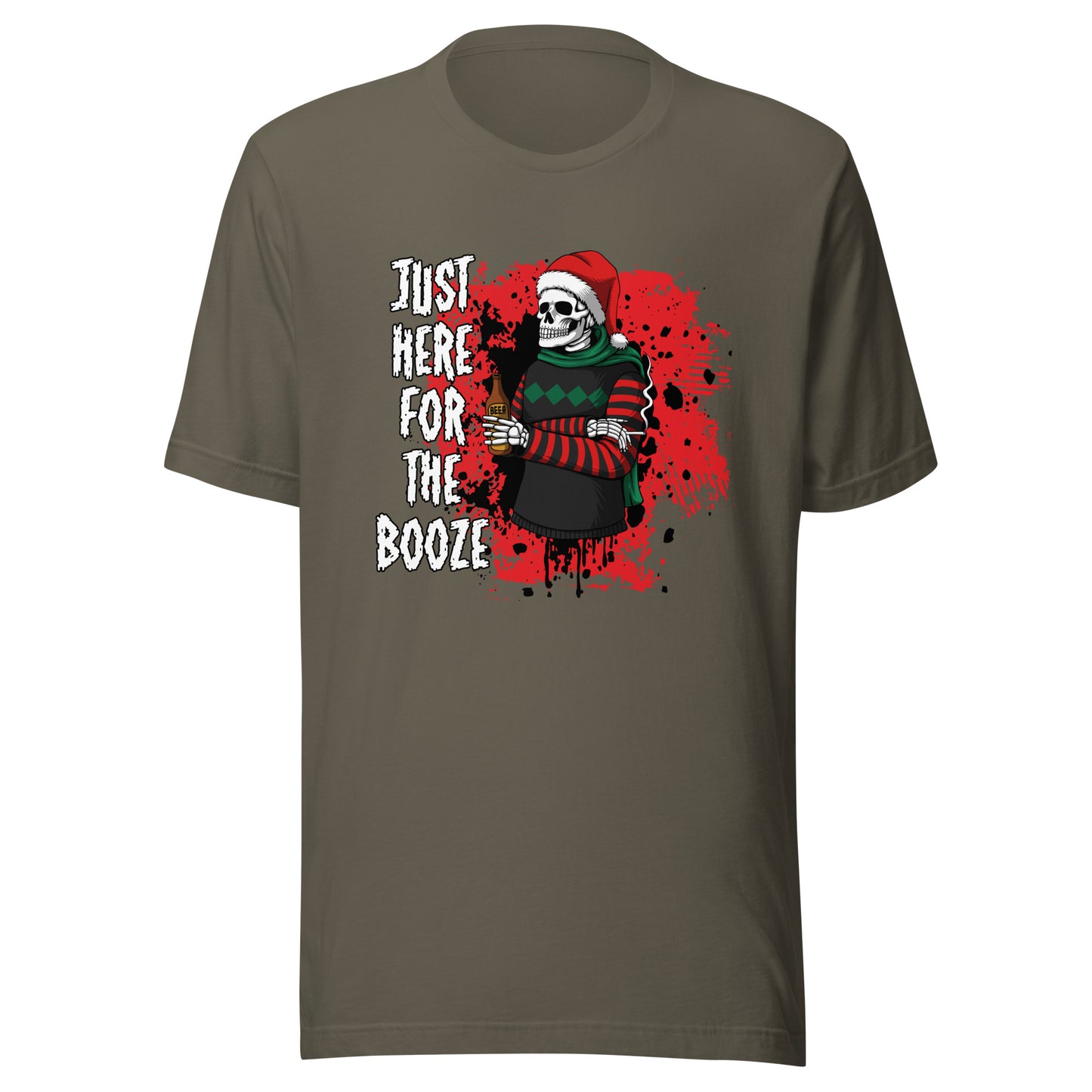 Just Here for the Booze Christmas Unisex Adult T-Shirt