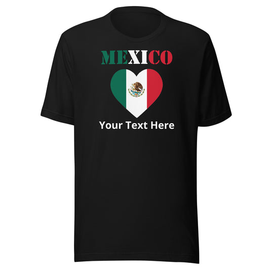 Mexico Heart Flag Personalized Name Unisex T-shirt