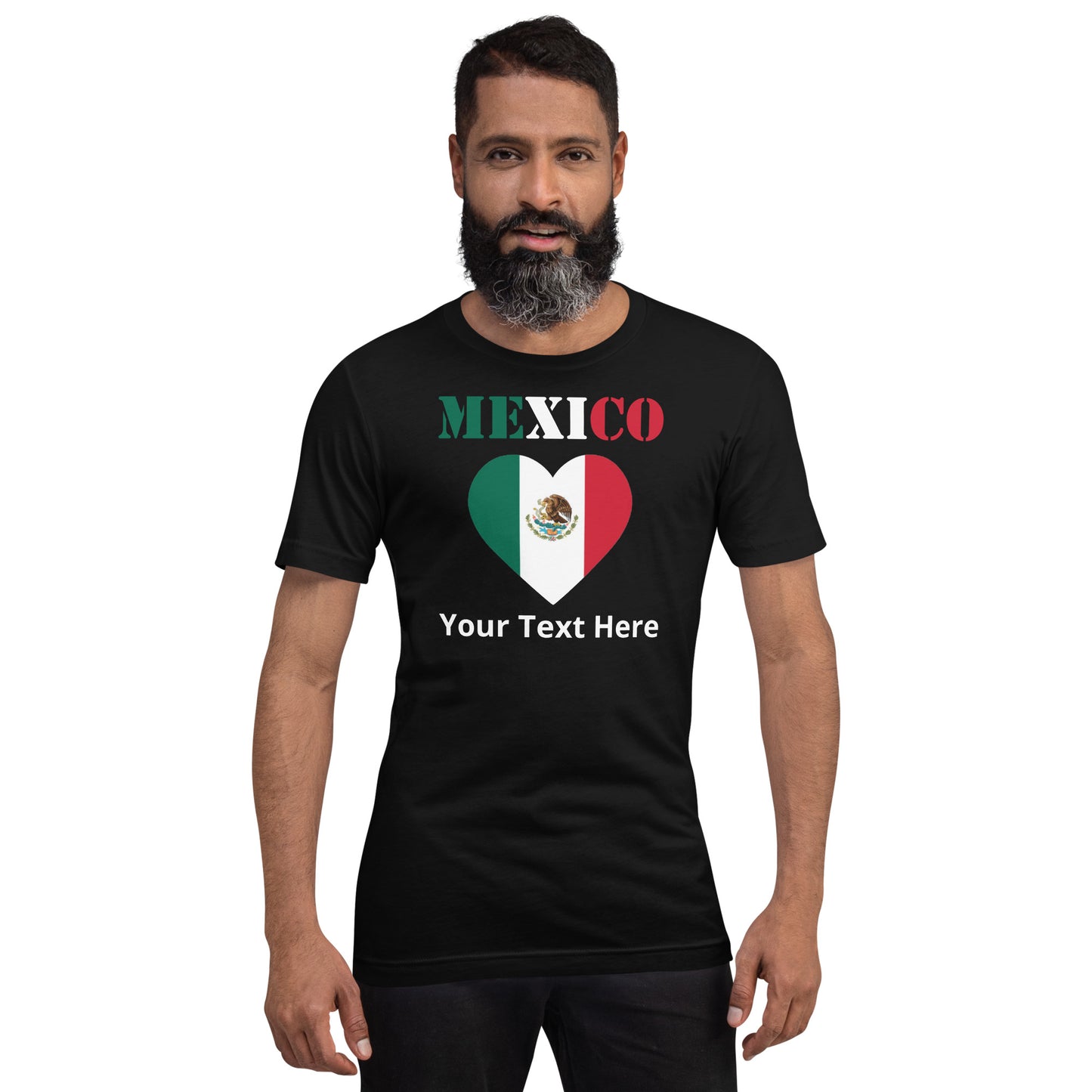 Mexico Heart Flag Personalized Name Unisex T-shirt