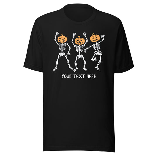 Dancing Skeleton Pumpkin Heads Unisex t-shirt