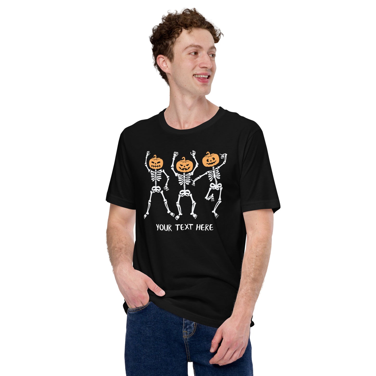 Dancing Skeleton Pumpkin Heads Unisex t-shirt