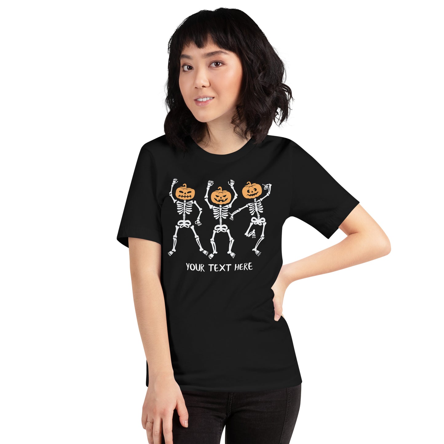 Dancing Skeleton Pumpkin Heads Unisex t-shirt