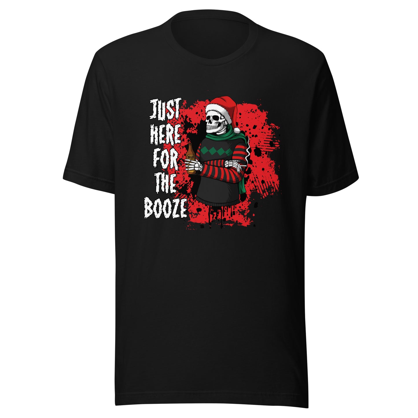 Just Here for the Booze Christmas Unisex Adult T-Shirt