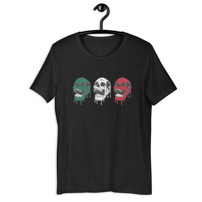 Mexico Tri-Color Laughing Skeleton Skulls T-Shirt