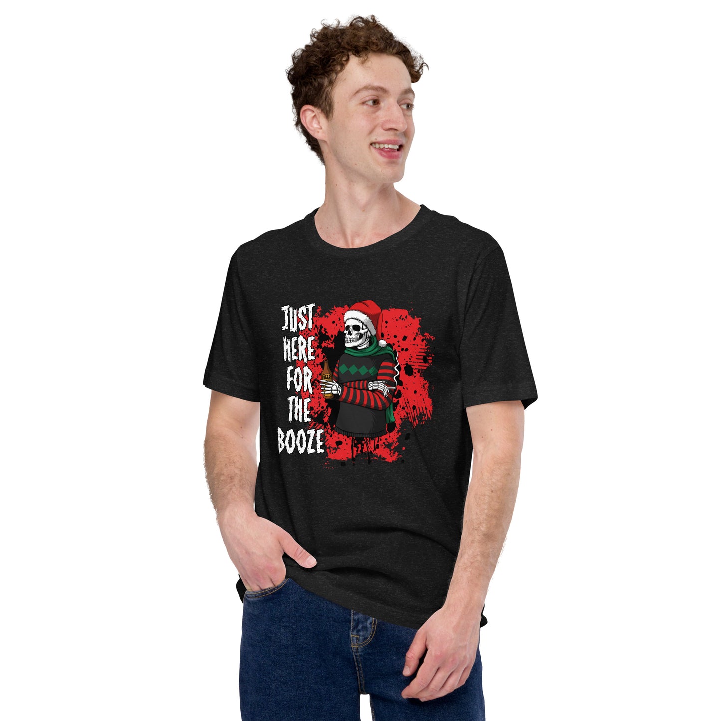 Just Here for the Booze Christmas Unisex Adult T-Shirt