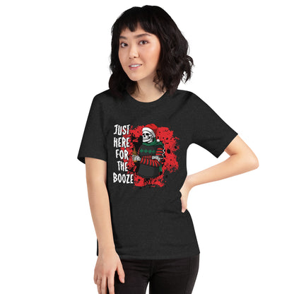 Just Here for the Booze Christmas Unisex Adult T-Shirt