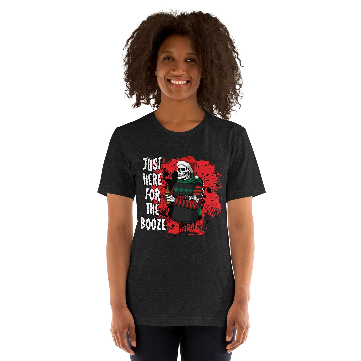 Just Here for the Booze Christmas Unisex Adult T-Shirt