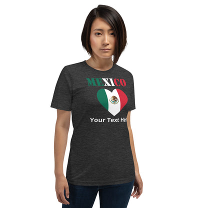 Mexico Heart Flag Personalized Name Unisex T-shirt