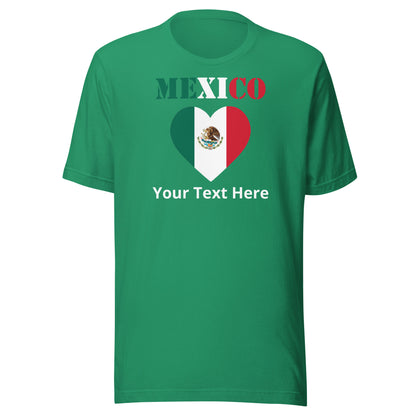 Mexico Heart Flag Personalized Name Unisex T-shirt