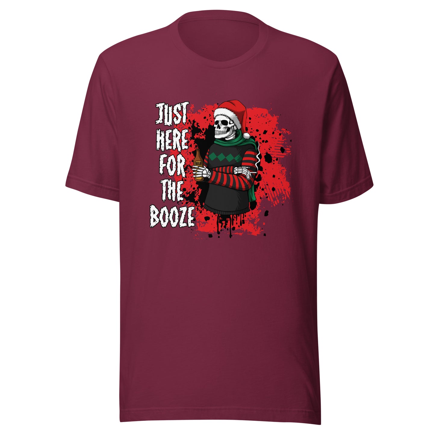 Just Here for the Booze Christmas Unisex Adult T-Shirt