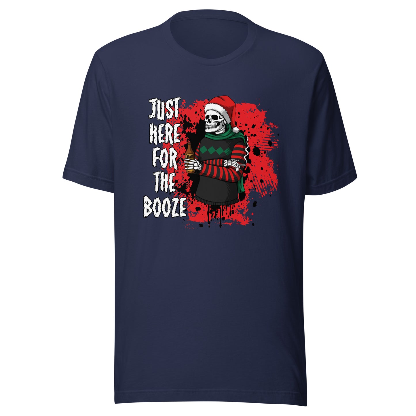 Just Here for the Booze Christmas Unisex Adult T-Shirt