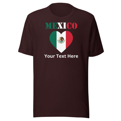 Mexico Heart Flag Personalized Name Unisex T-shirt