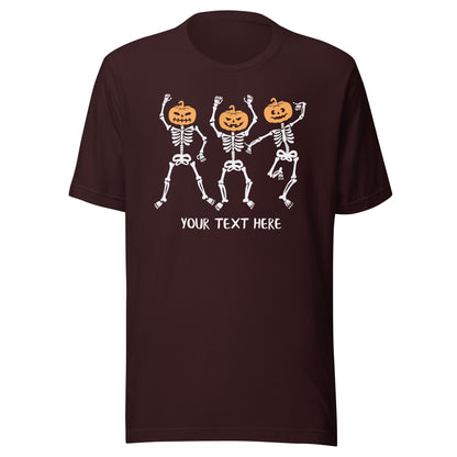 Dancing Skeleton Pumpkin Heads Unisex t-shirt