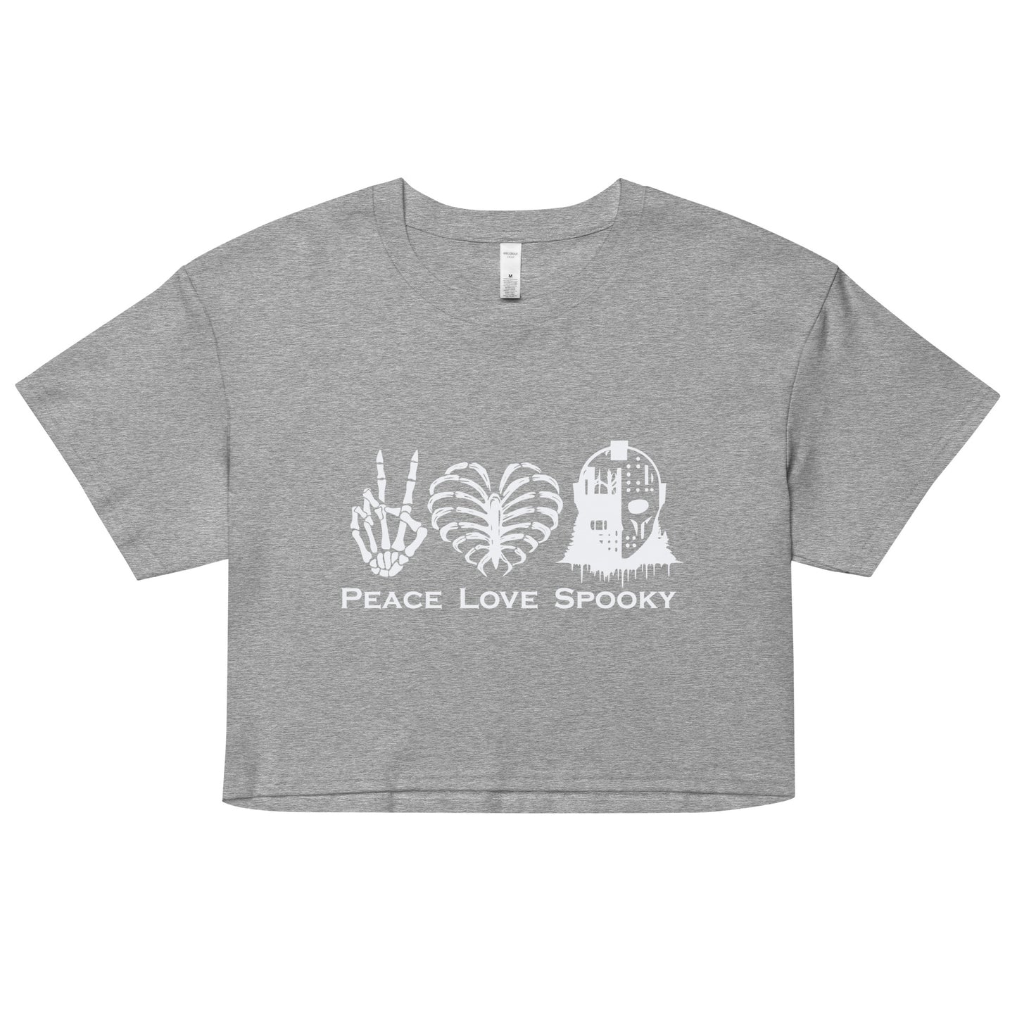 Peace Love Spooky Mask Women’s crop top