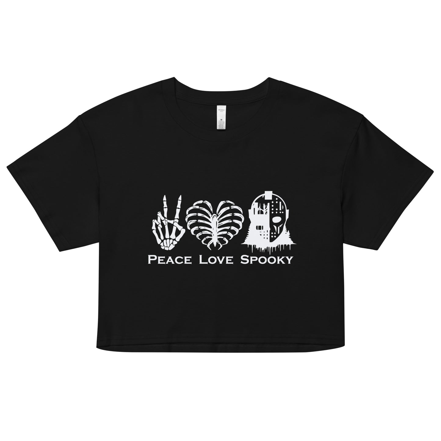 Peace Love Spooky Mask Women’s crop top