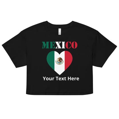 Mexico Heart Flag Personalized Name Women’s crop top