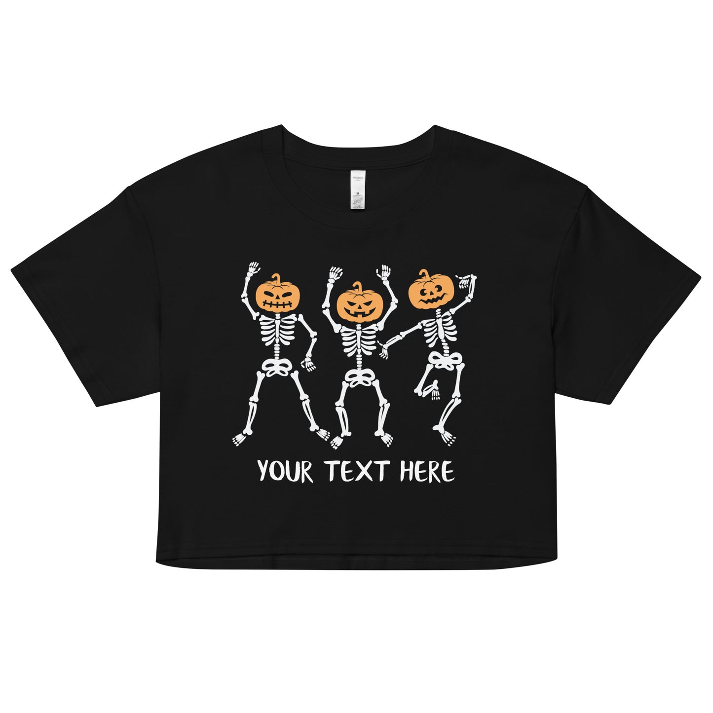 Dancing Skeleton Pumpkin Heads Women’s crop top