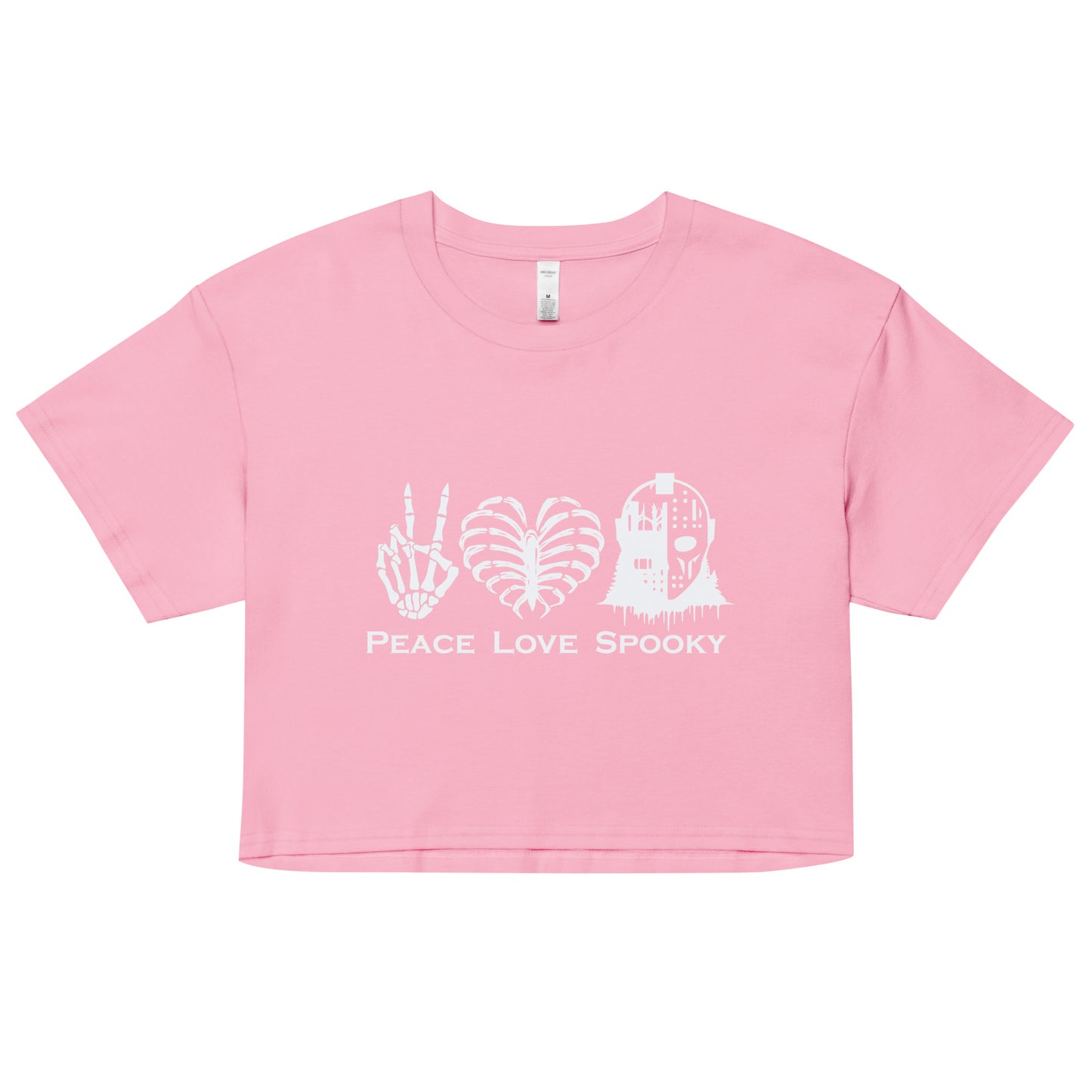 Peace Love Spooky Mask Women’s crop top