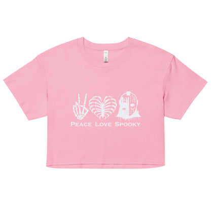 Peace Love Spooky Mask Women’s crop top