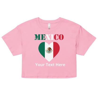 Mexico Heart Flag Personalized Name Women’s crop top