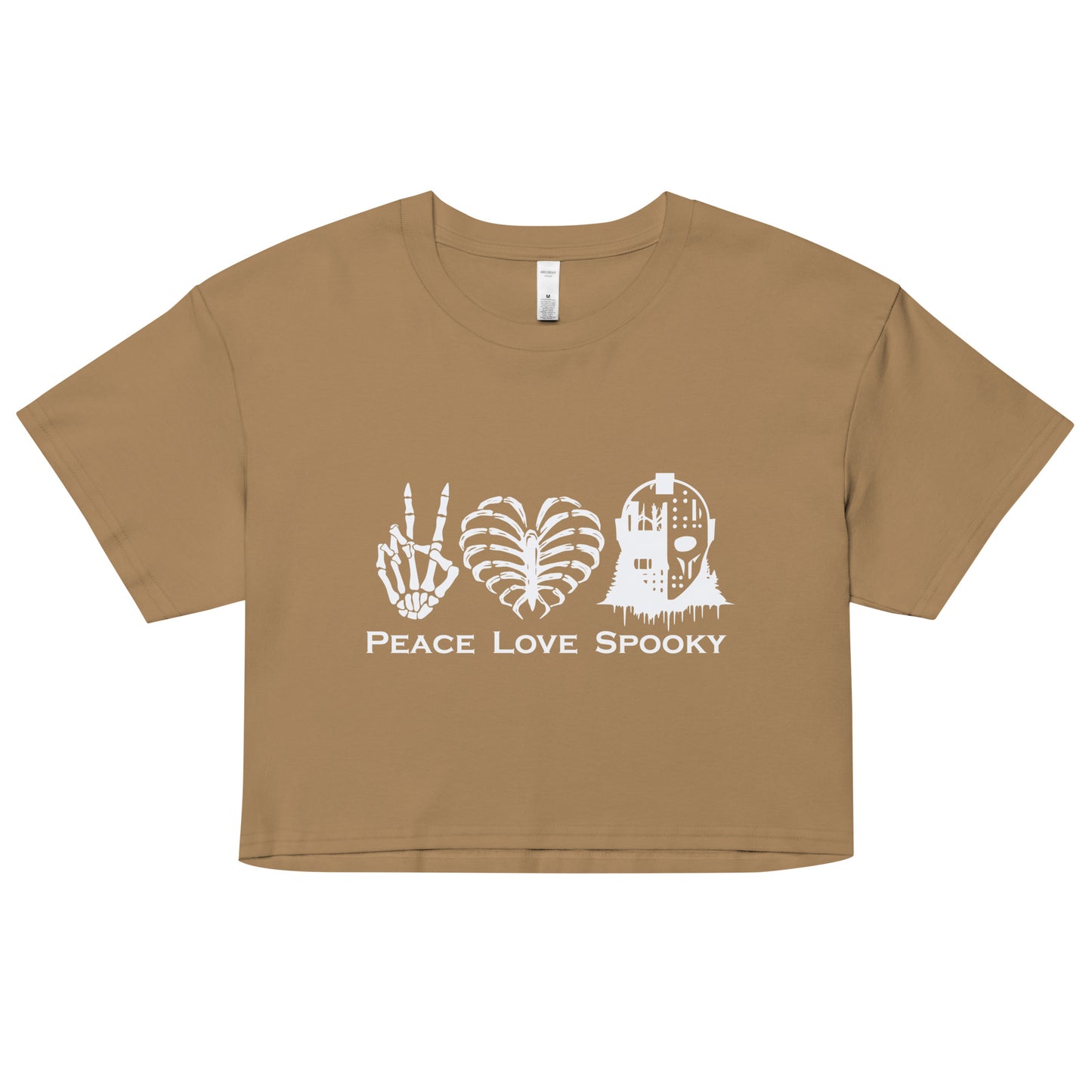 Peace Love Spooky Mask Women’s crop top