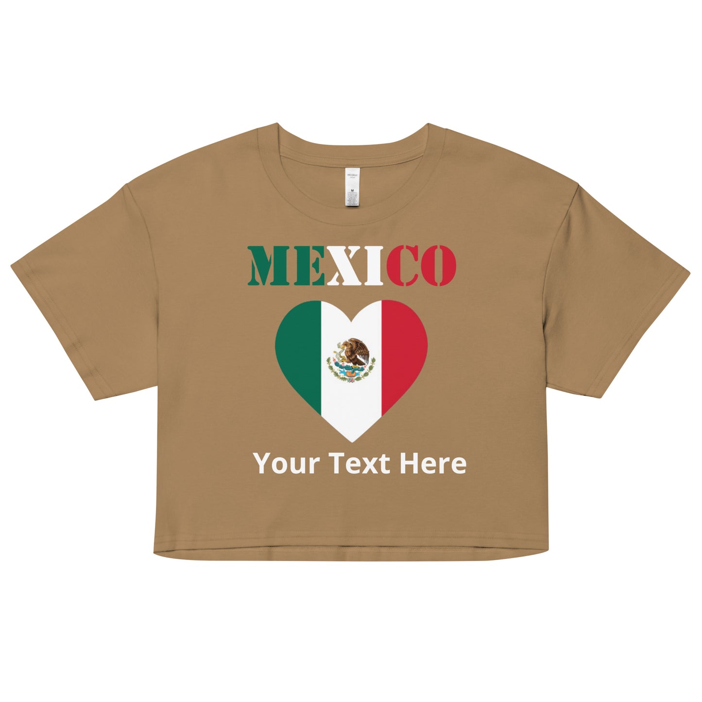 Mexico Heart Flag Personalized Name Women’s crop top