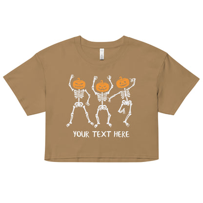 Dancing Skeleton Pumpkin Heads Women’s crop top