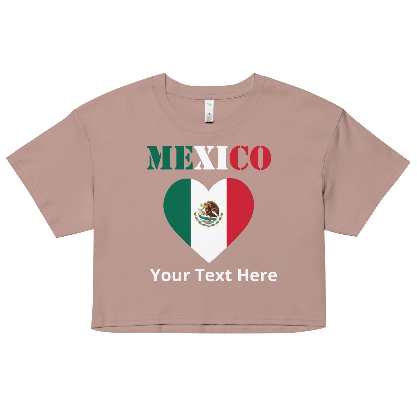 Mexico Heart Flag Personalized Name Women’s crop top